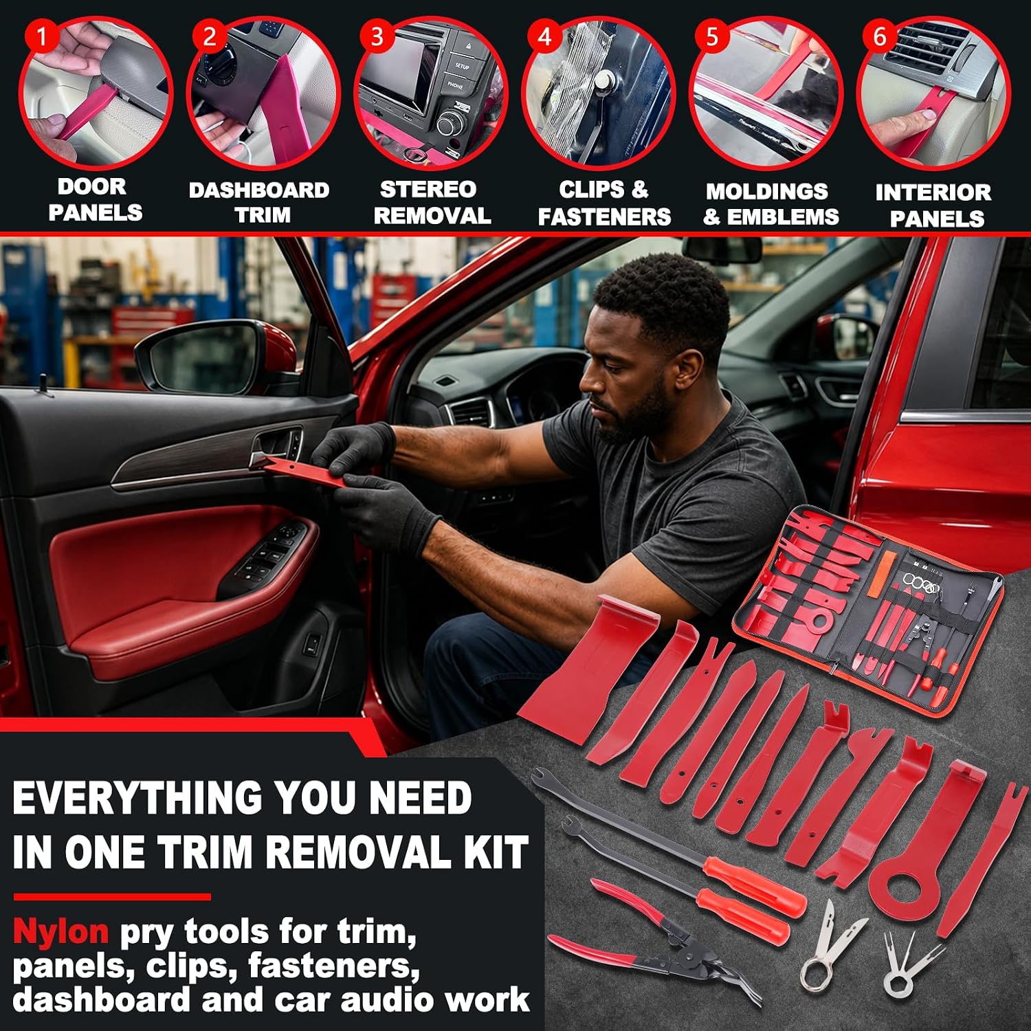 Kit de 16 Outils de Démontage de Garniture Auto et Finitions Intérieures - طقم أدوات فك ديكورات وكسوة السيارة 16 قطعة - 1