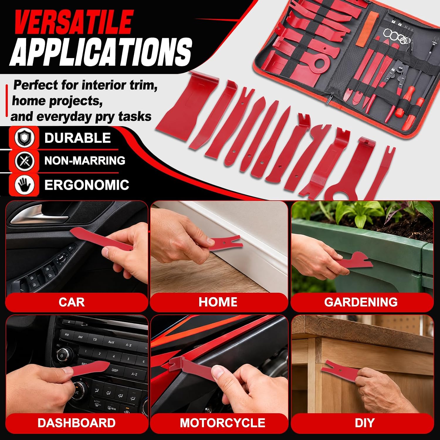 Kit de 16 Outils de Démontage de Garniture Auto et Finitions Intérieures - طقم أدوات فك ديكورات وكسوة السيارة 16 قطعة - 13