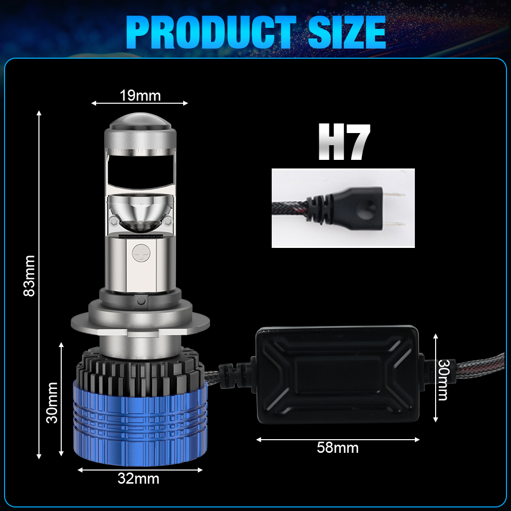 T80 Ampoules de Phare LED H7 avec Lentille de Projecteur - مصابيح ليد أمامية للسيارة جد ساطعة - 11