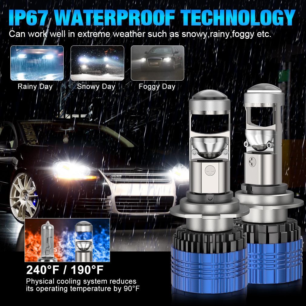 T80 Ampoules de Phare LED H7 avec Lentille de Projecteur - مصابيح ليد أمامية للسيارة جد ساطعة 10
