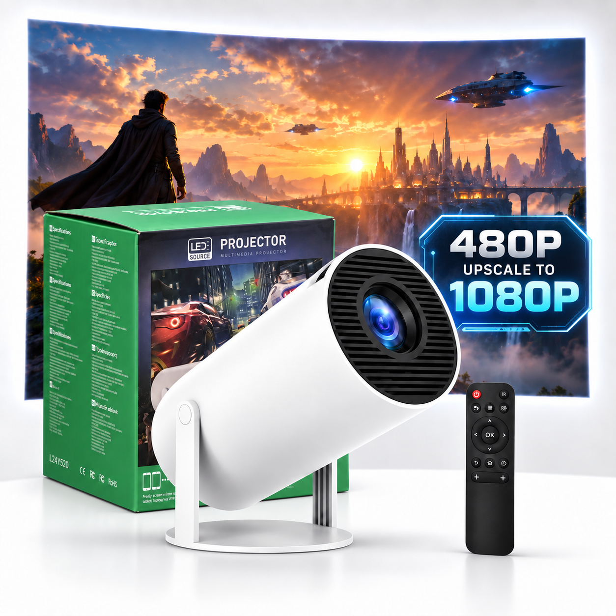Mini Projector Multimédia Wifi Bleutooth 5.0 480p Up to 1080p - جهاز عرض ذكي ميني بروجكتر 2