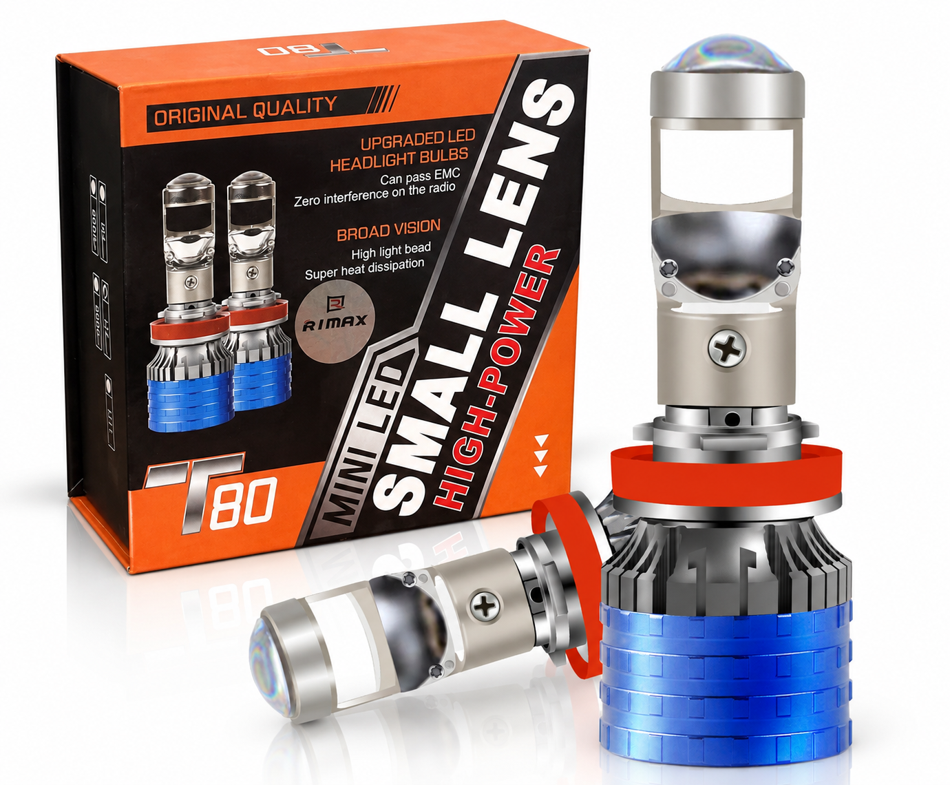 T80 Ampoules de Phare LED H7 avec Lentille de Projecteur - مصابيح ليد أمامية للسيارة جد ساطعة 2