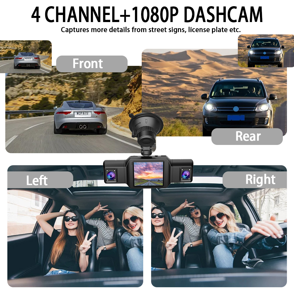 Caméra Dashcam 4 Canaux Enregistreur de Conduite Multi-Angles WiFi - كاميرا قيادة 4 قنوات مع واي فاي وتغطية شاملة للسيارة - 3