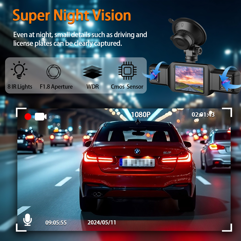 Caméra Dashcam 4 Canaux Enregistreur de Conduite Multi-Angles WiFi - كاميرا قيادة 4 قنوات مع واي فاي وتغطية شاملة للسيارة - 1