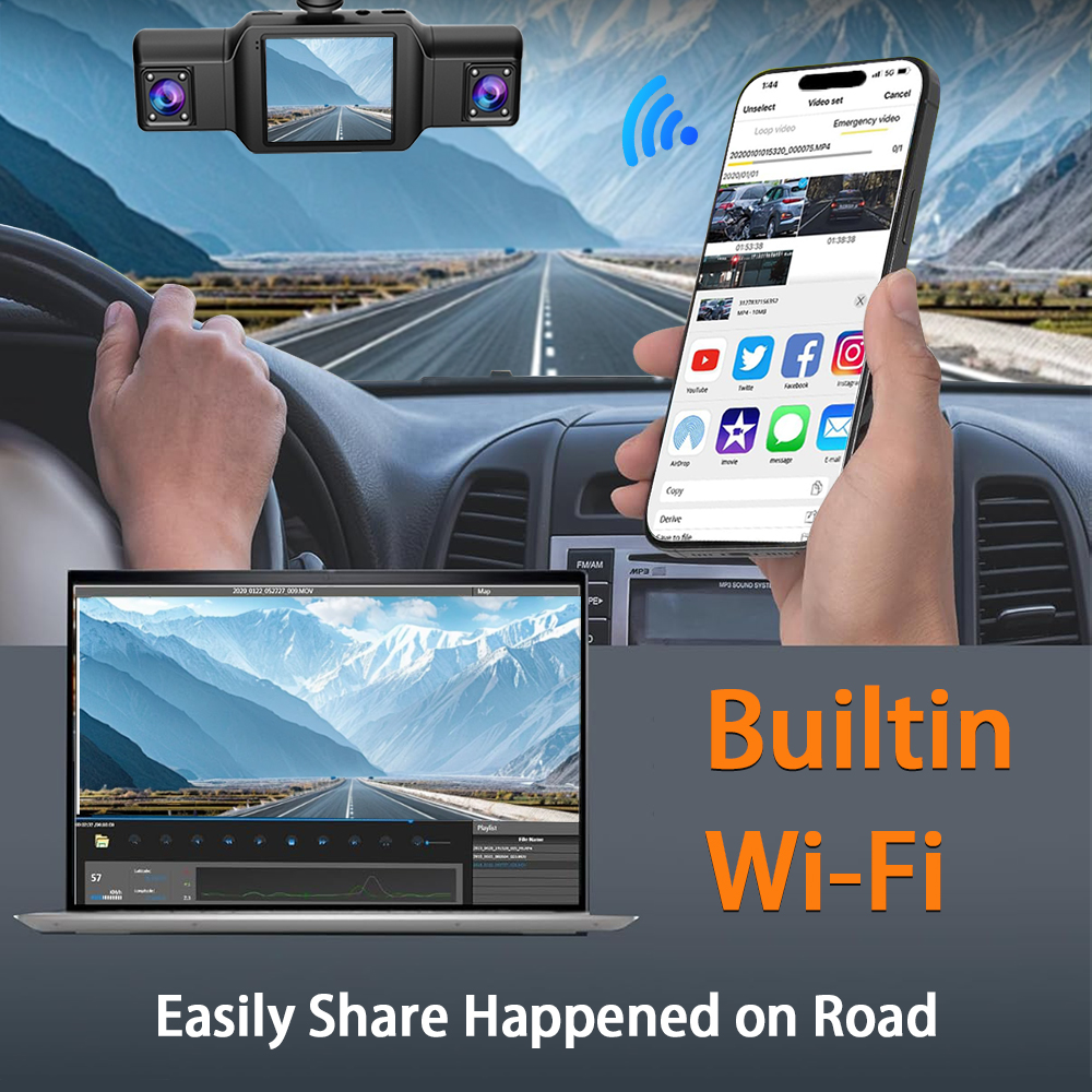 Caméra Dashcam 4 Canaux Enregistreur de Conduite Multi-Angles WiFi - كاميرا قيادة 4 قنوات مع واي فاي وتغطية شاملة للسيارة - 8