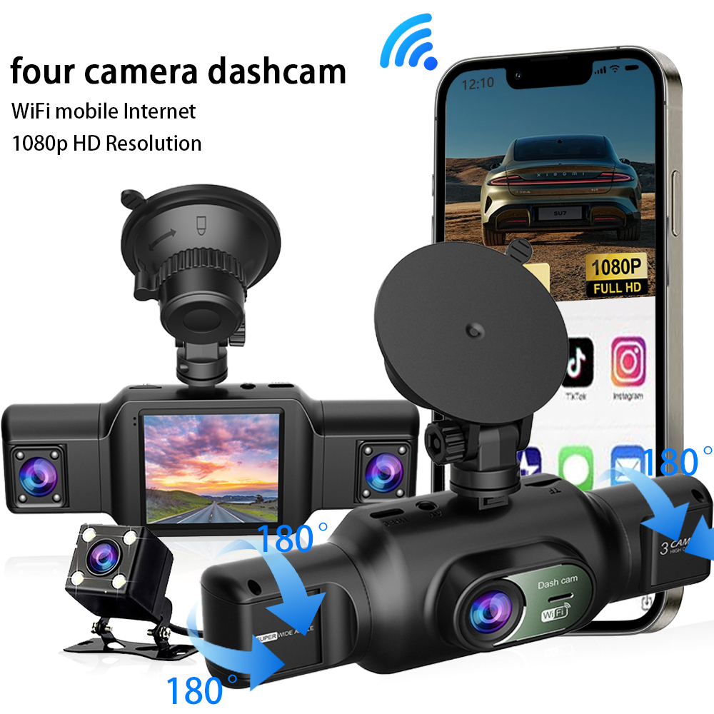Caméra Dashcam 4 Canaux Enregistreur de Conduite Multi-Angles WiFi - كاميرا قيادة 4 قنوات مع واي فاي وتغطية شاملة للسيارة 15