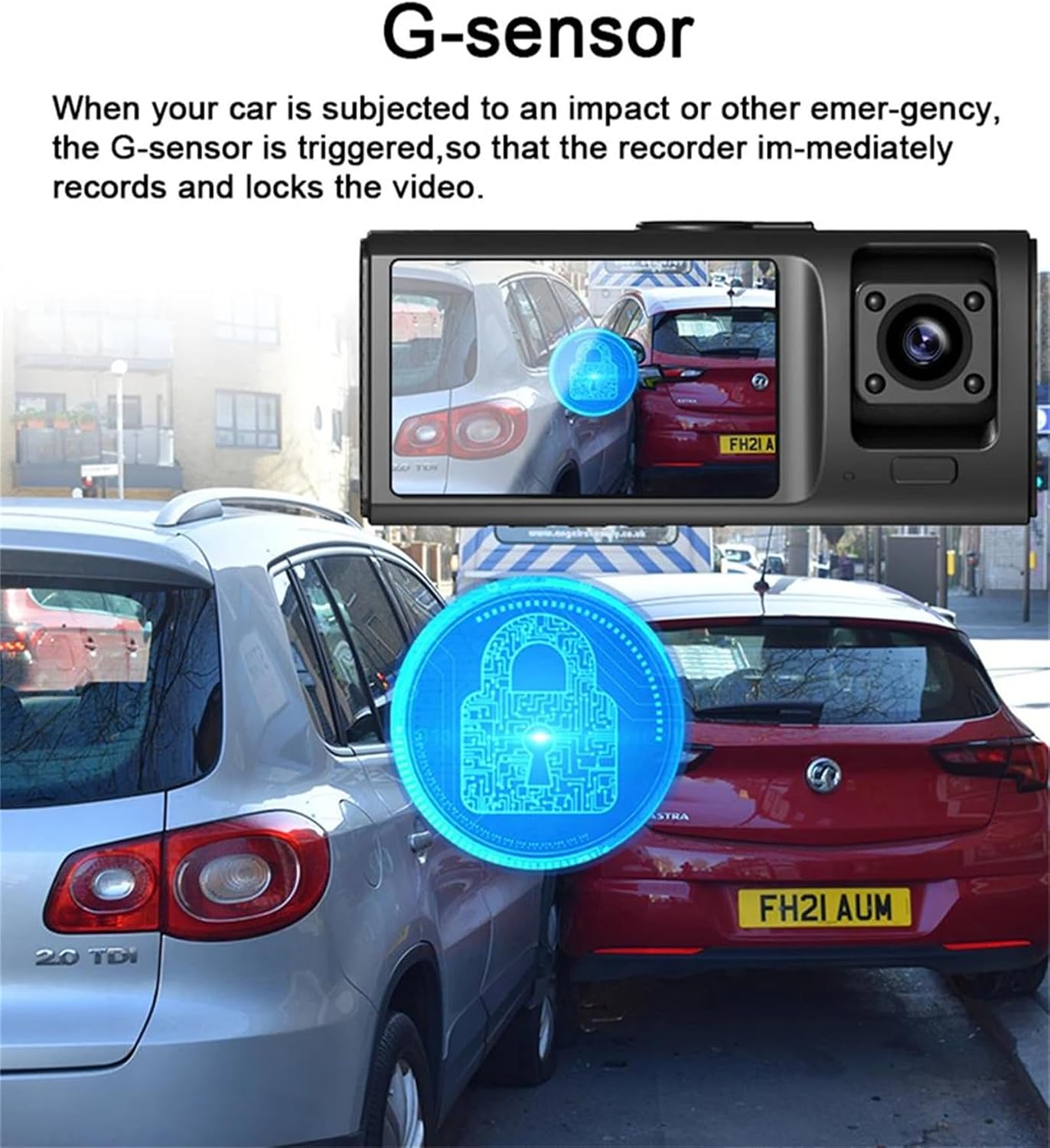 Caméra de Tableau de Bord Triple 3 Canaux et Dashcam Grand Angle - كاميرا سيارة داش كام ثلاثية العدسات للمراقبة الشاملة 6