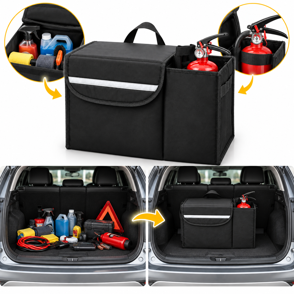 Organisateur de Coffre Voiture avec Compartiment pour Extincteur CAR-ORG-39 - منظّم صندوق السيارة 1