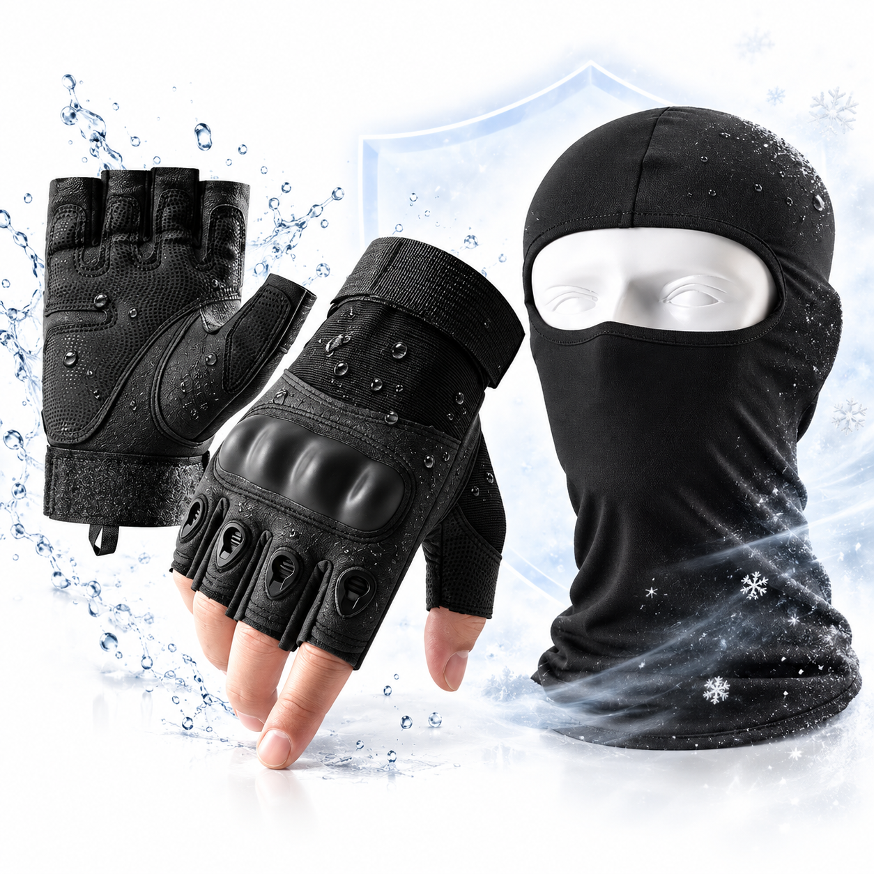 Pack Gants de Moto antidérapants avec Cagoule d'hiver 7