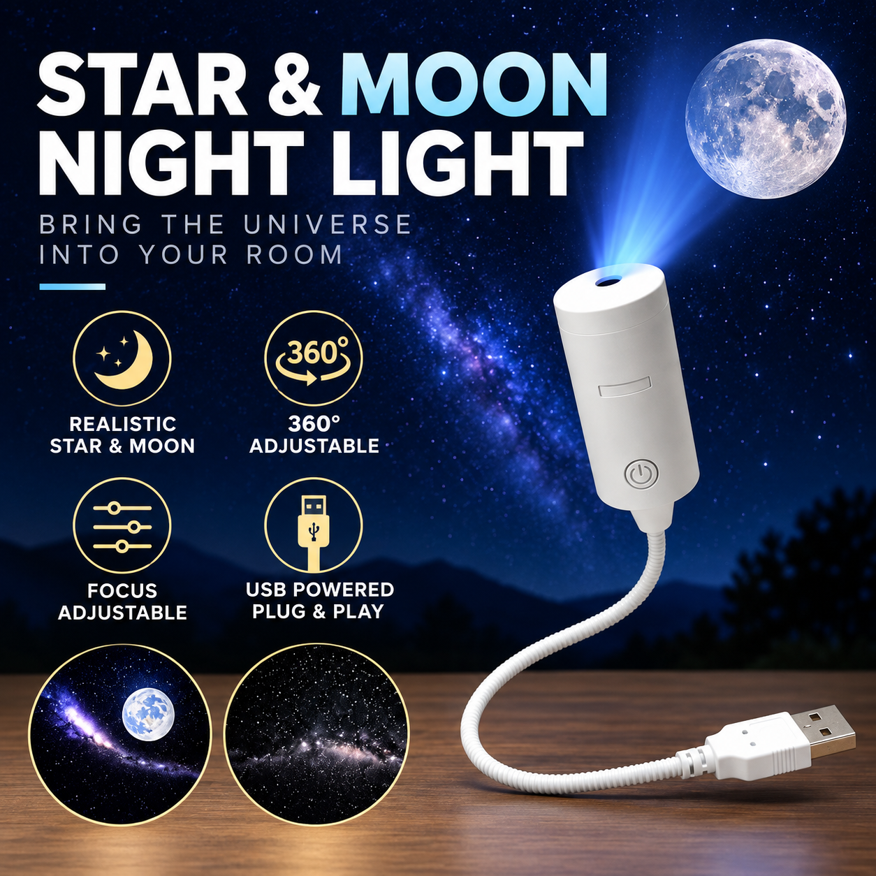 Projecteur de Ciel Étoilé et Galaxy USB - جهاز إسقاط النجوم والمجرة الفلكي 3