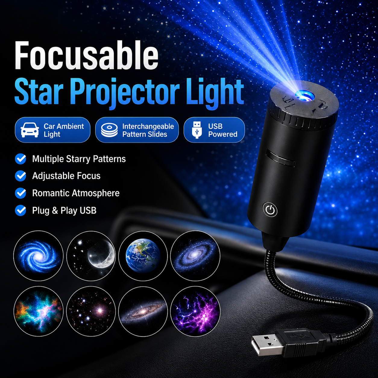 Projecteur de Ciel Étoilé et Galaxy USB - جهاز إسقاط النجوم والمجرة الفلكي 7