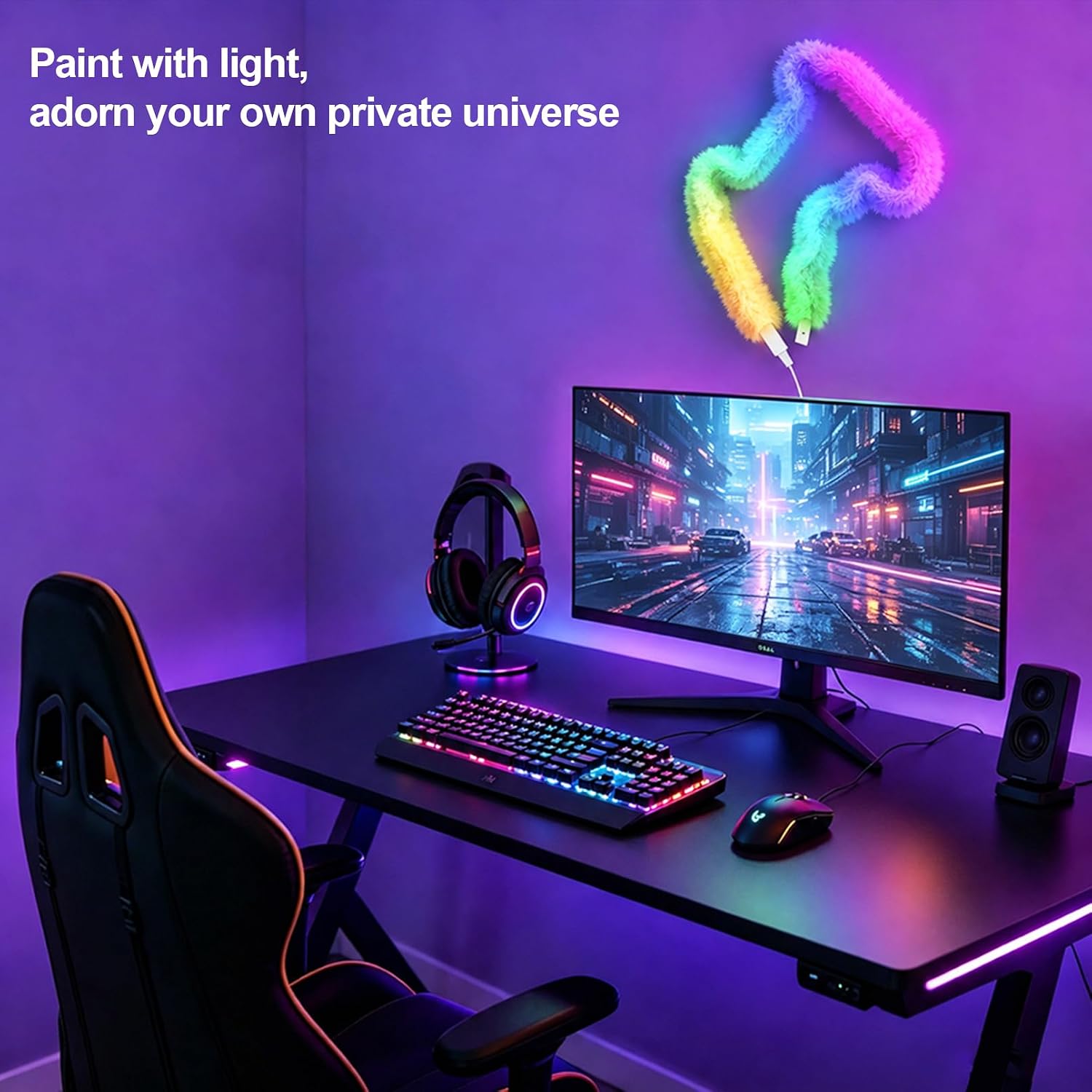 Bande LED RGBIC Intelligente Fluffy Light 360° USB App Control - شريط إضاءة ليد ذكي إضاءة محيطية 360 درجة - 3