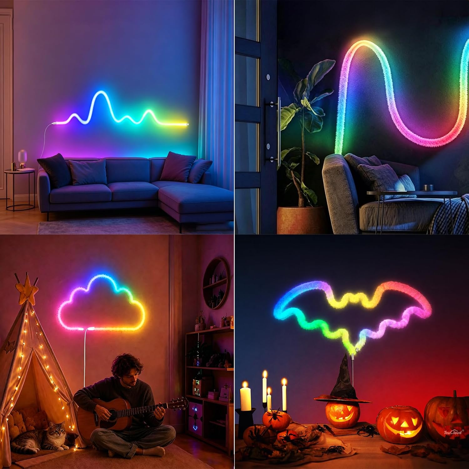 Bande LED RGBIC Intelligente Fluffy Light 360° USB App Control - شريط إضاءة ليد ذكي إضاءة محيطية 360 درجة - 4