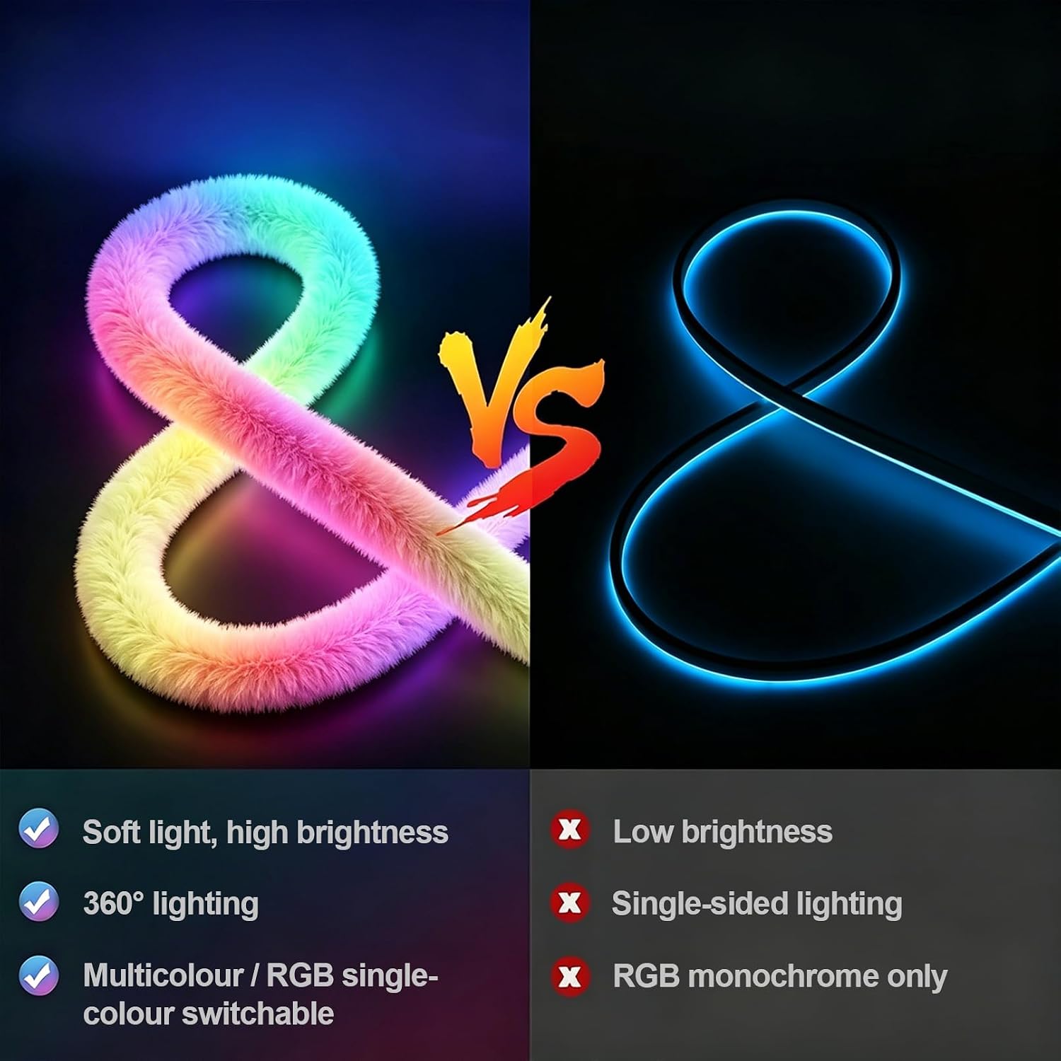 Bande LED RGBIC Intelligente Fluffy Light 360° USB App Control - شريط إضاءة ليد ذكي إضاءة محيطية 360 درجة 8