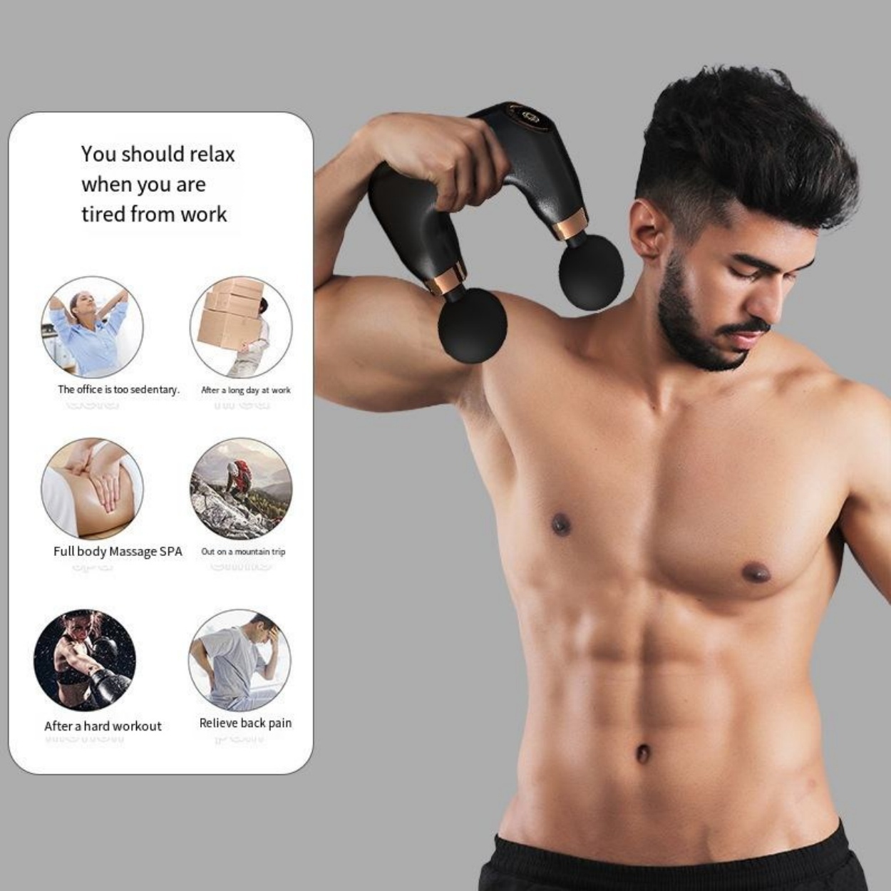 Pistolet de Massage Électrique Double Tête FL-818 - جهاز تدليك ومساج كهربائي مزدوج الرأس 8