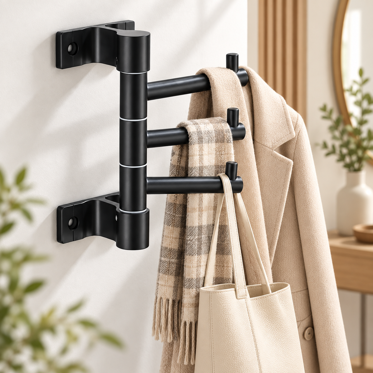 Porte-Serviettes Mural Pivotant 3 Bras Supporte 6KG - علاقة مناشف جدارية دوارة 3 أذرع - 2