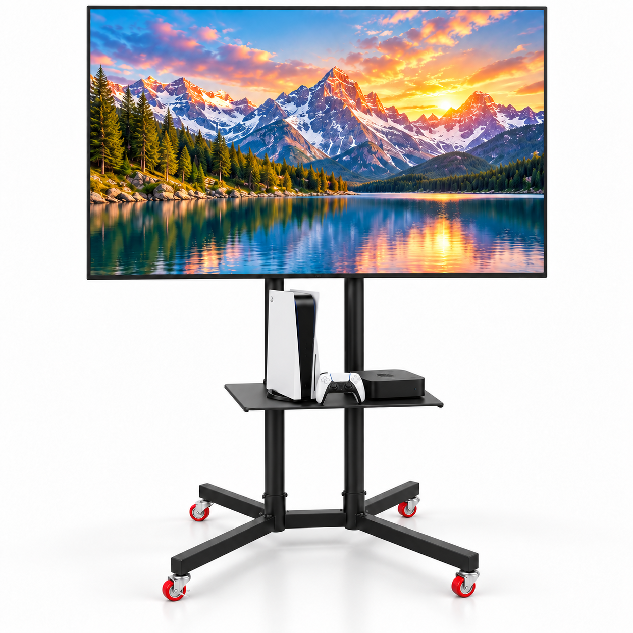 Support TV Mobile Sur Roulettes avec Étagère GM - حامل تلفاز متحرك بعجلات ورف وسائط 2