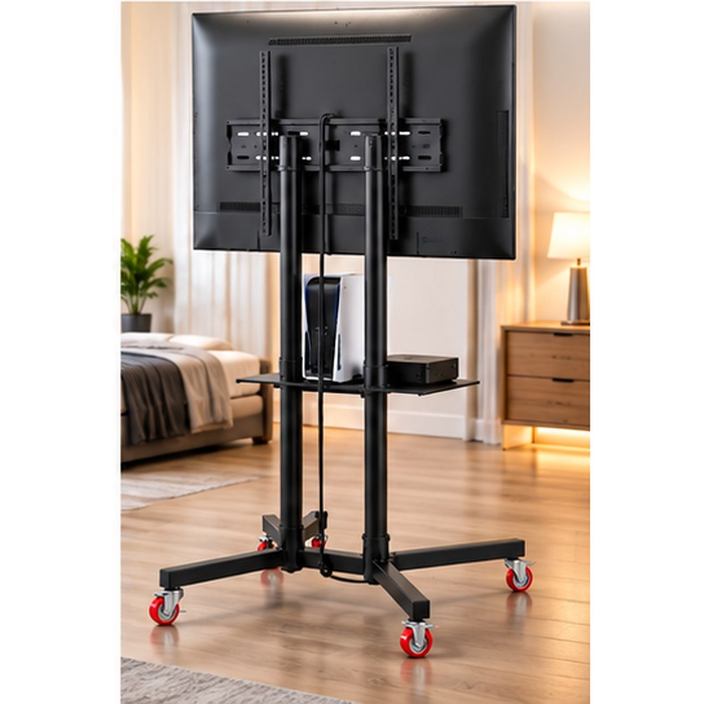 Support TV Mobile Sur Roulettes avec Étagère GM - حامل تلفاز متحرك بعجلات ورف وسائط 8