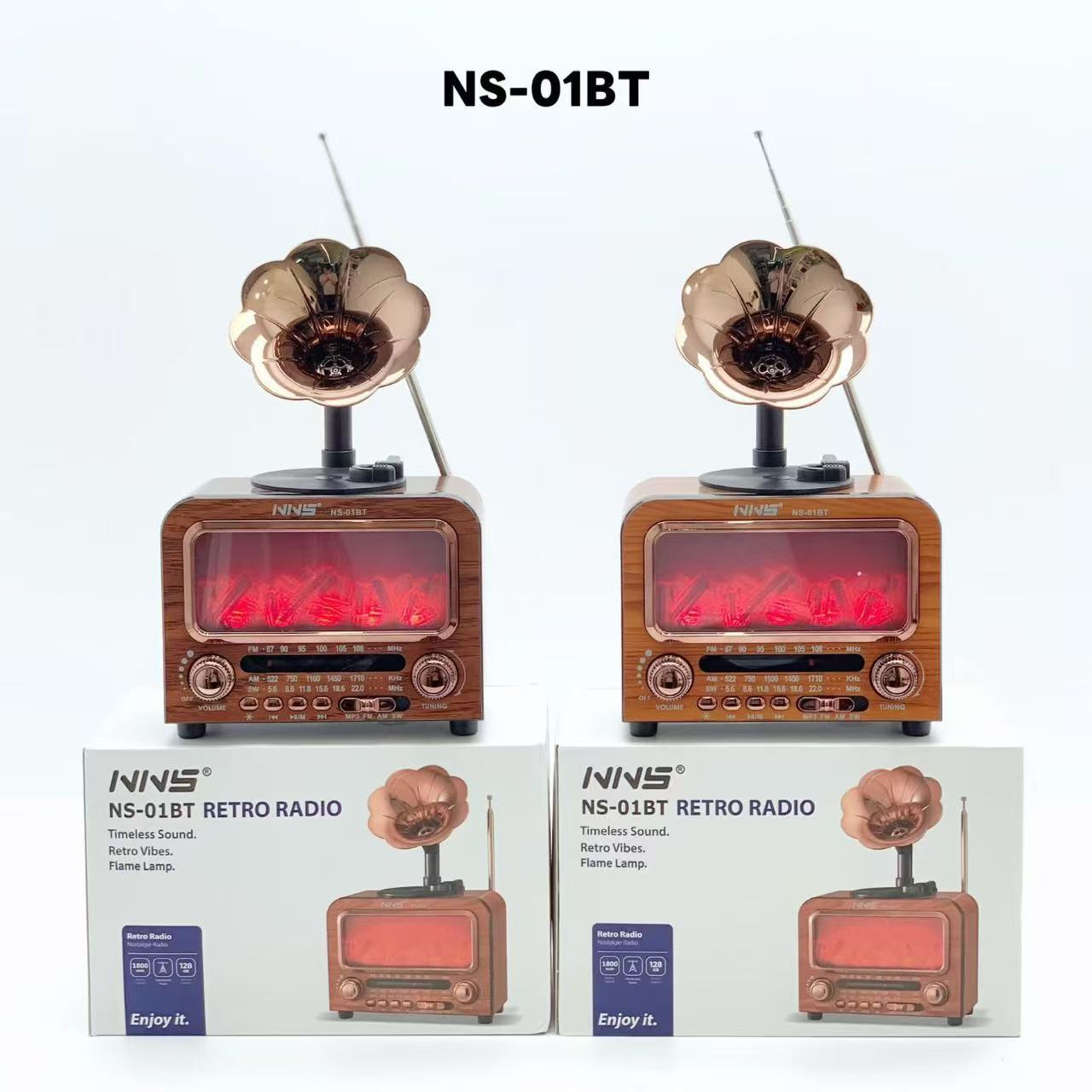 Haut-Parleur Bluetooth Vintage avec Radio NNS NS-01BT - مكبر صوت ومذياع كلاسيكي بلوتوث - 5
