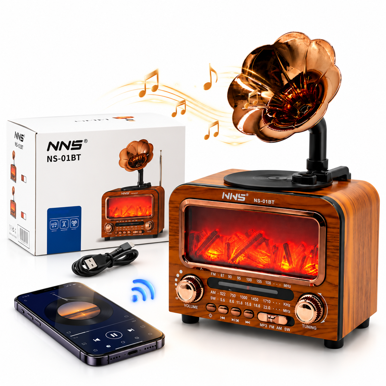 Haut-Parleur Bluetooth Vintage avec Radio NNS NS-01BT - مكبر صوت ومذياع كلاسيكي بلوتوث 2
