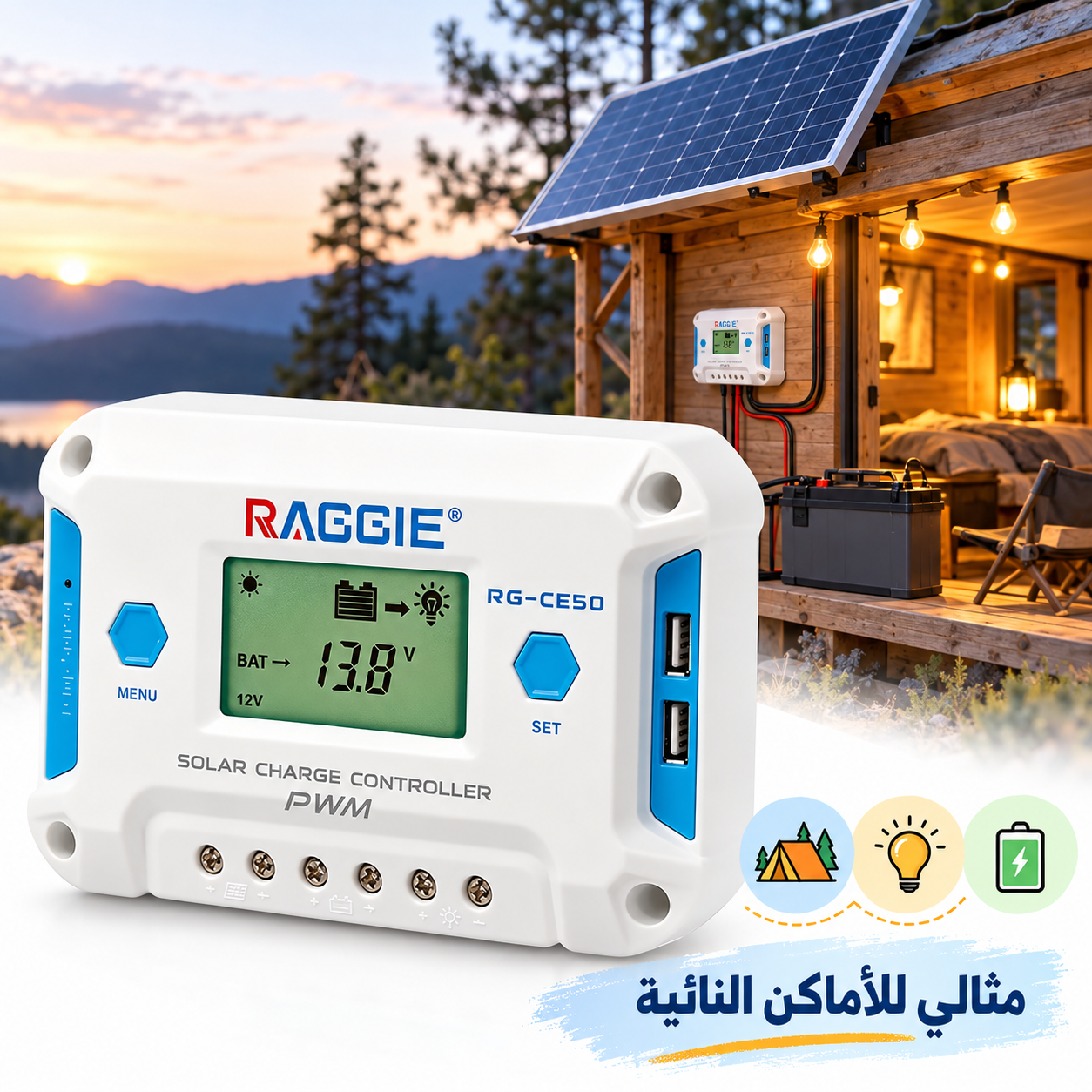 Régulateur de Charge Solaire PWM RAGGIE RG-CE10 - منظم شحن الطاقة الشمسية 1