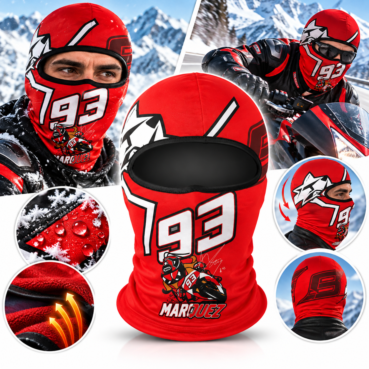 Cagoule Moto Thermique Balaclava Marquez 93 - قناع واقي وجه كامل حراري للدراجات النارية - 7