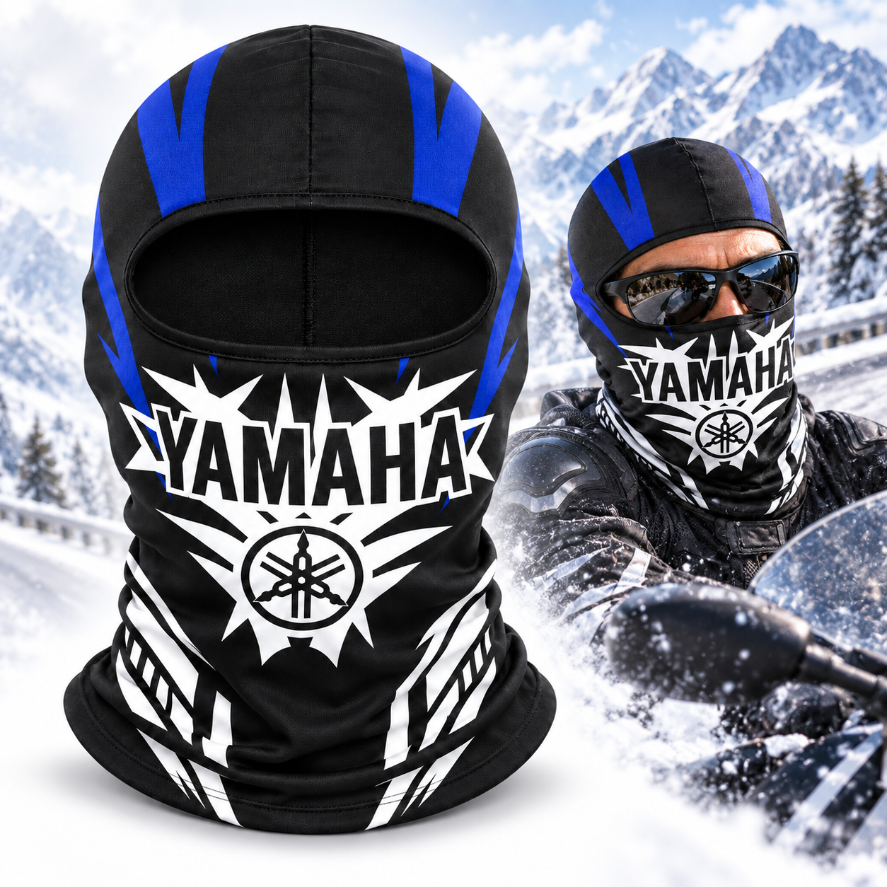 Cagoule Moto Thermique Balaclava Yamaha Black - قناع واقي وجه كامل حراري للدراجات النارية