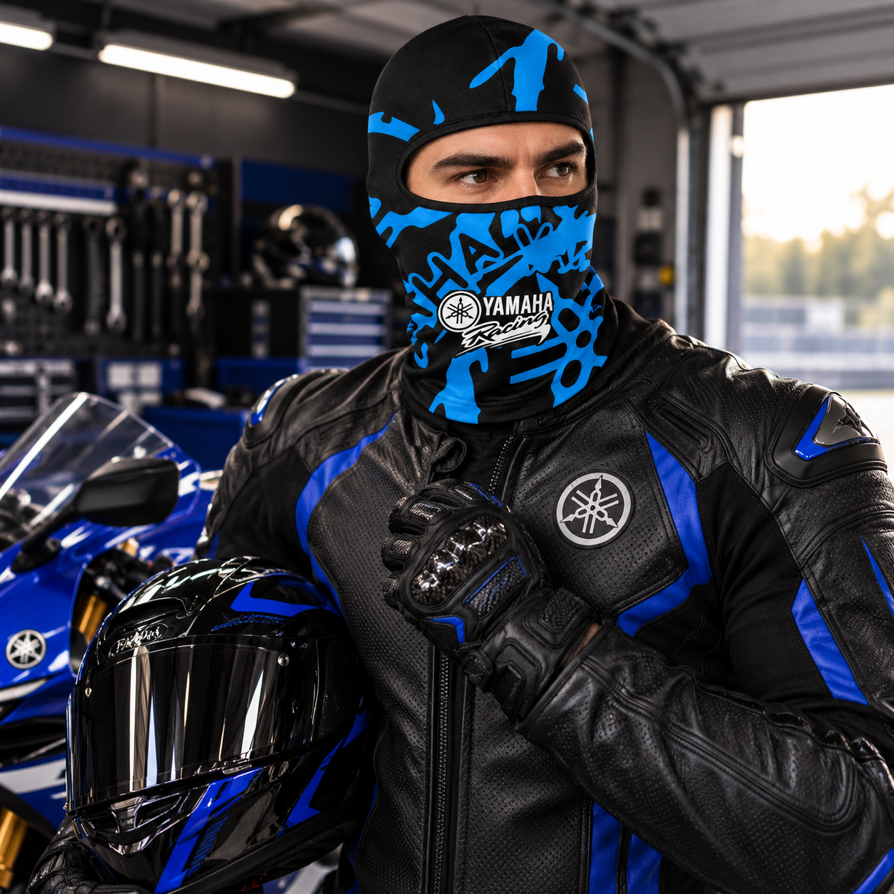 Cagoule Moto Thermique Balaclava Yamaha Bleu - قناع واقي وجه كامل حراري للدراجات النارية - 5