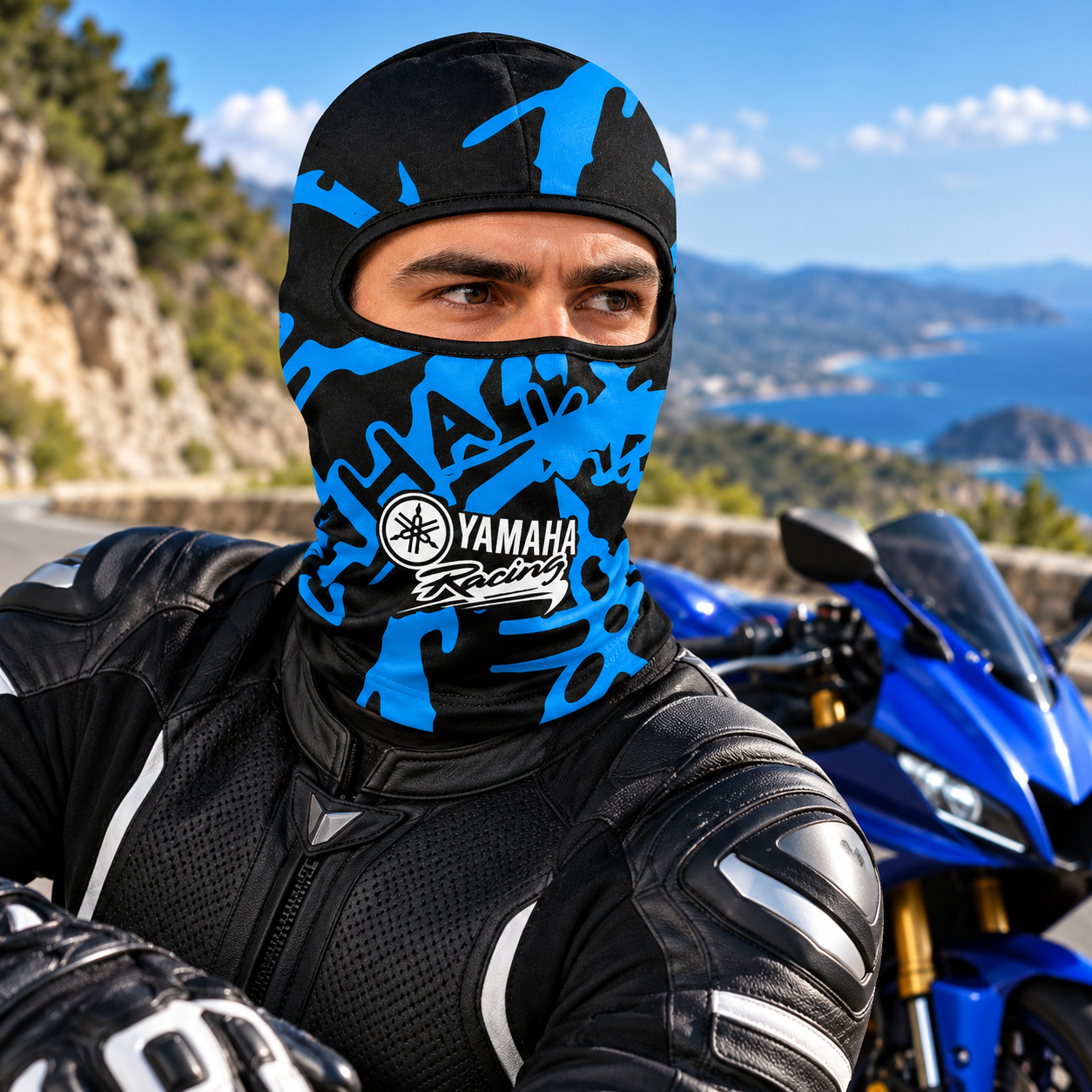 Cagoule Moto Thermique Balaclava Yamaha Bleu - قناع واقي وجه كامل حراري للدراجات النارية 4
