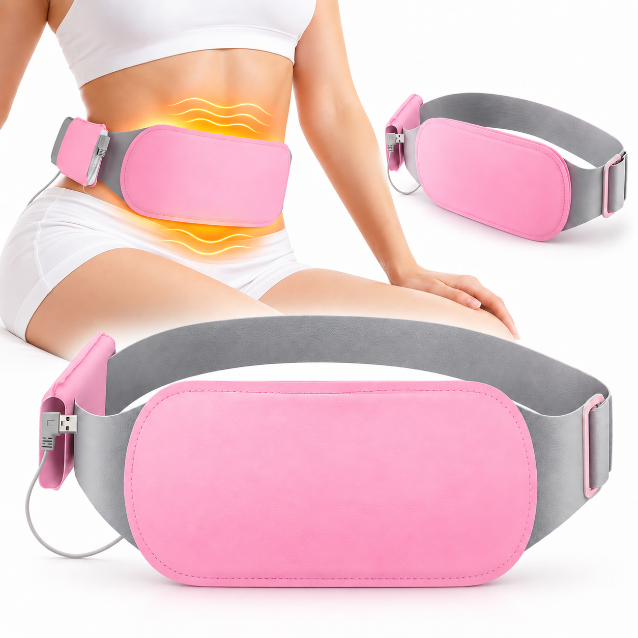 Ceinture Vibromasseur chauffant pour les douleurs menstruelles حزام هزاز ساخن لتسكين آلام الدورة الشهرية 1