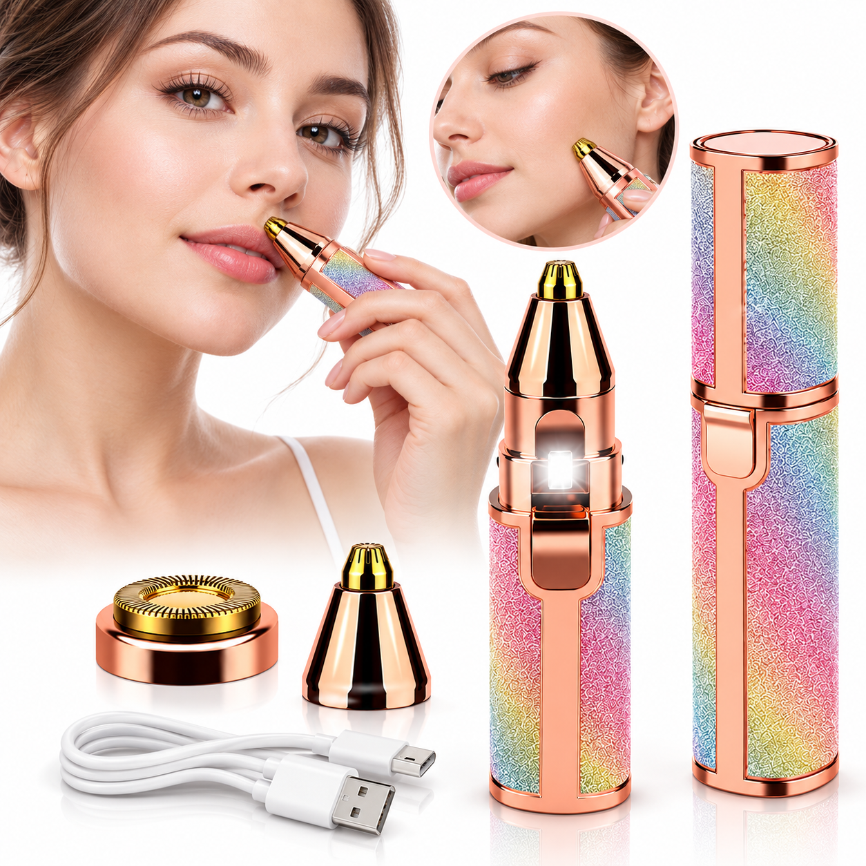Rasoir électrique 2 en 1 pour femmes Rechargeable épilateur Facial sans douleur 1