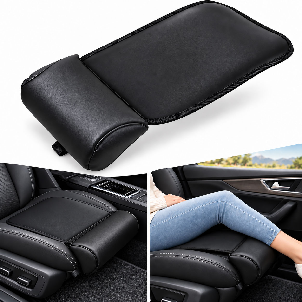 Extension de Siège de Voiture Support de Jambes en Simili Cuire V2 - وسادة تمديد مقعد السيارة لدعم الأرجل 1