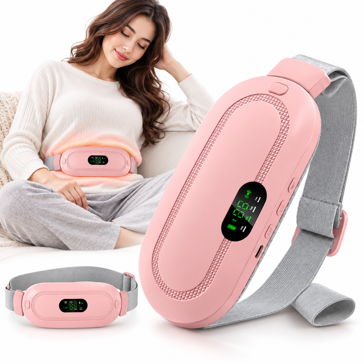 Coussin chauffant Portable menstruel pour soulagement de la douleur femme حزام هزاز ساخن لتسكين آلام الدورة الشهرية 2