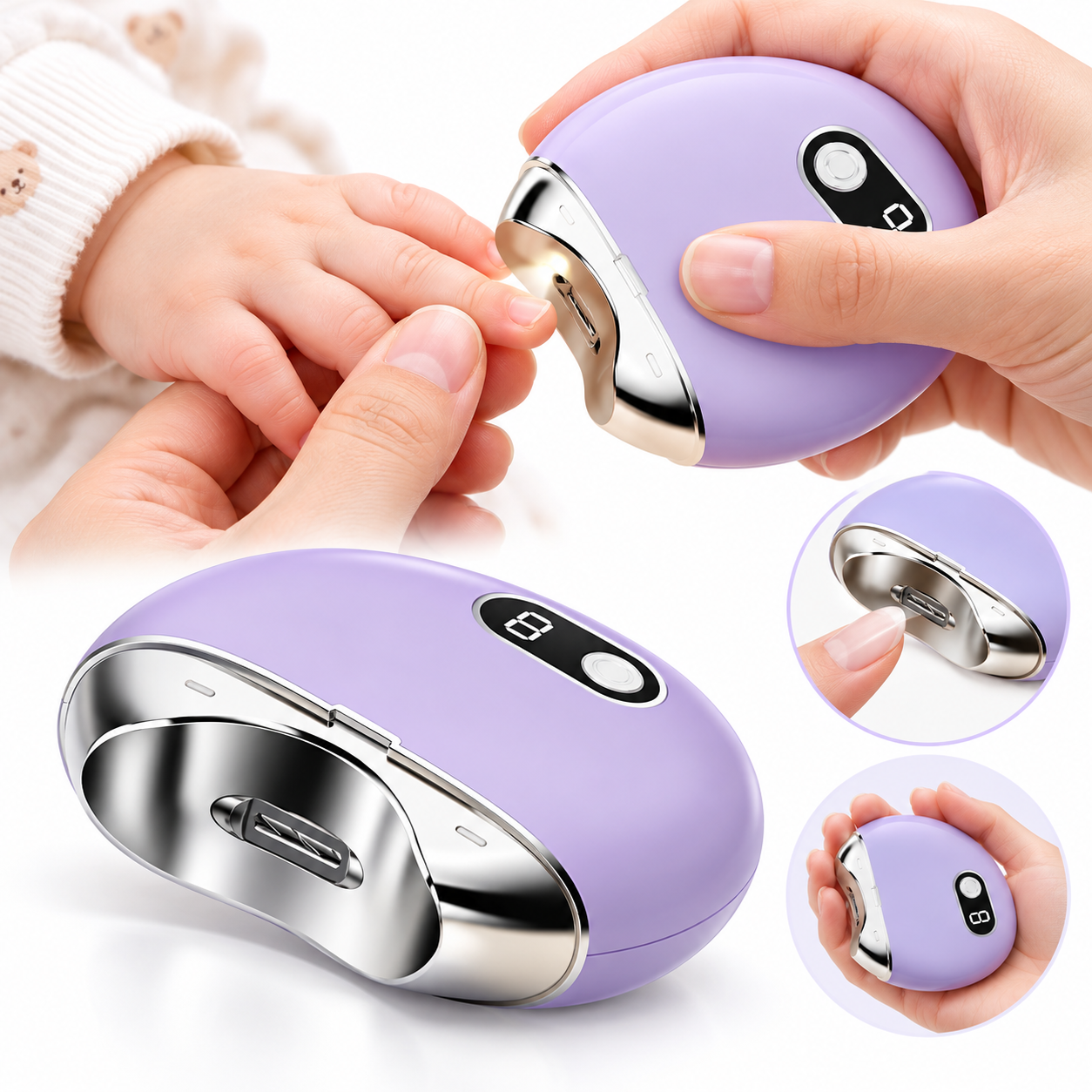 Coupe-ongles électrique et automatique, Anti éclaboussures, Portable, pour bébé et adulte 2