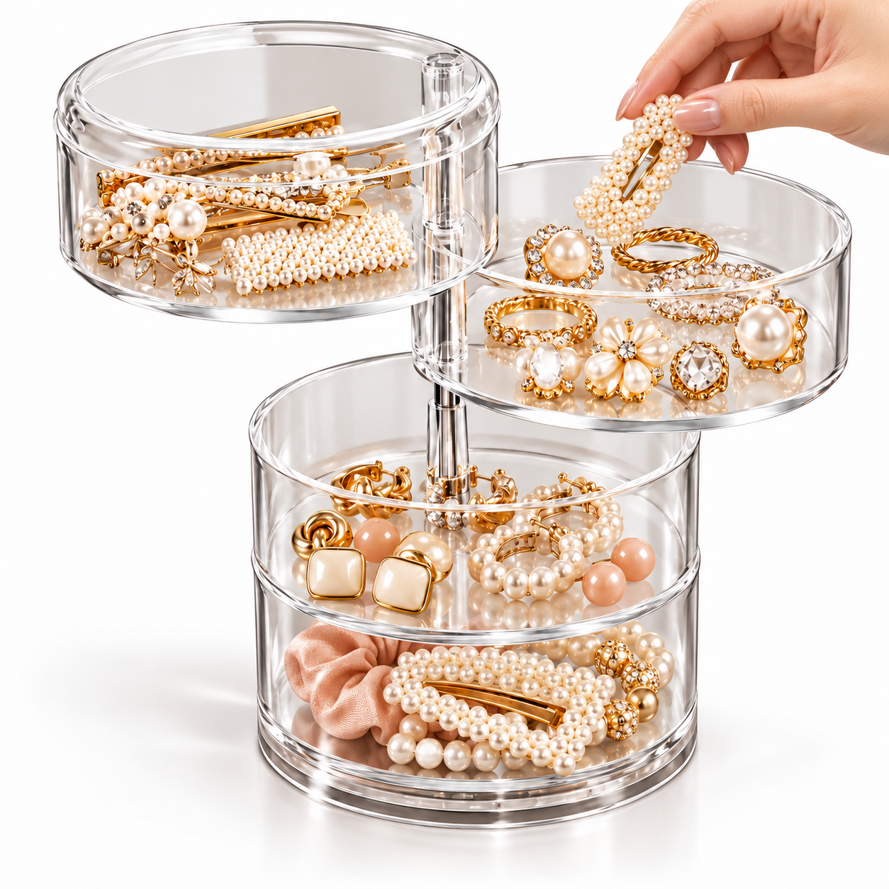 Organisateur de maquillage rotatif à 360 degrés en cristal acrylique 1
