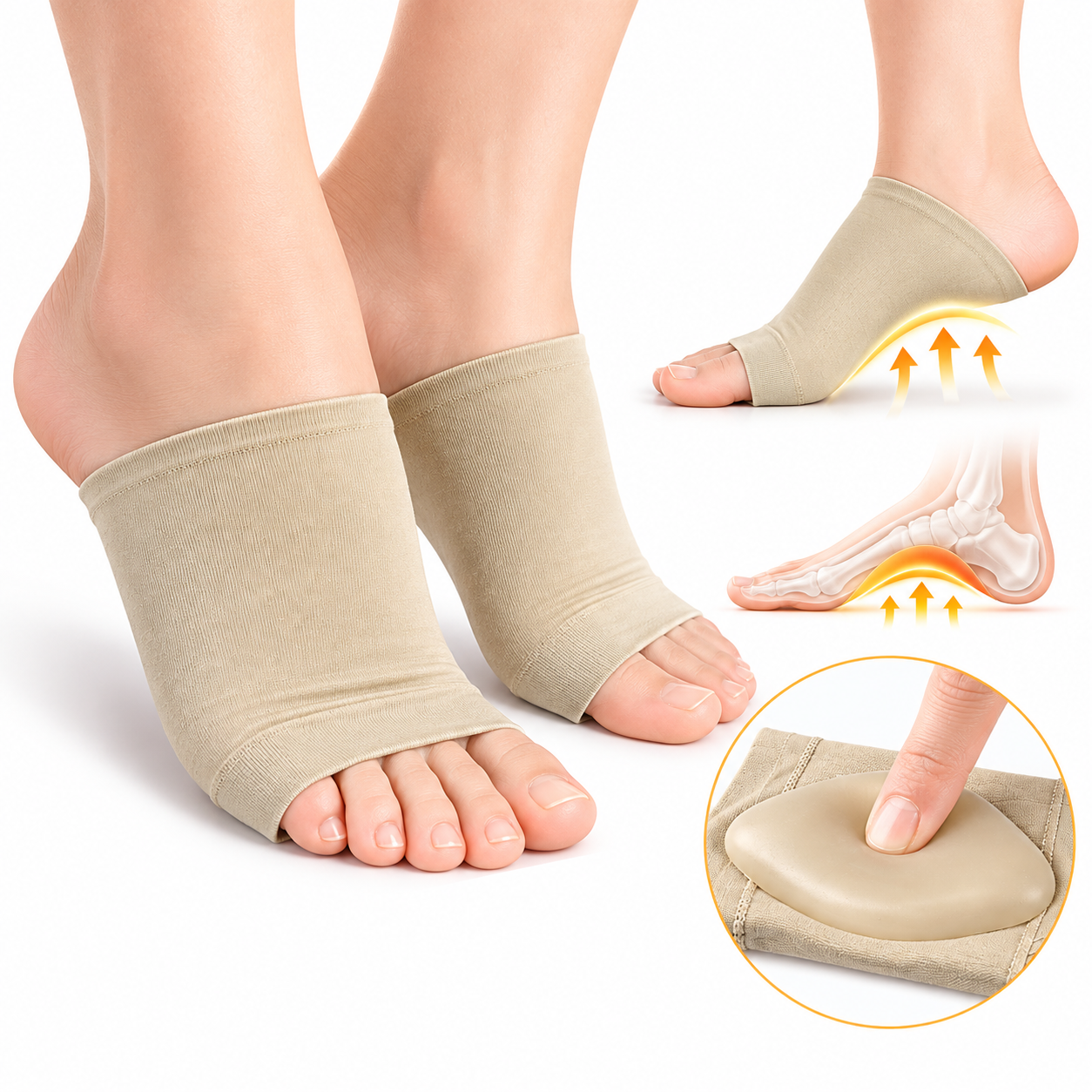 Paire Semelles de pied Soutien de la voûte plantaire en silicone pour fasciite plantaire ortho-pédique V2 1