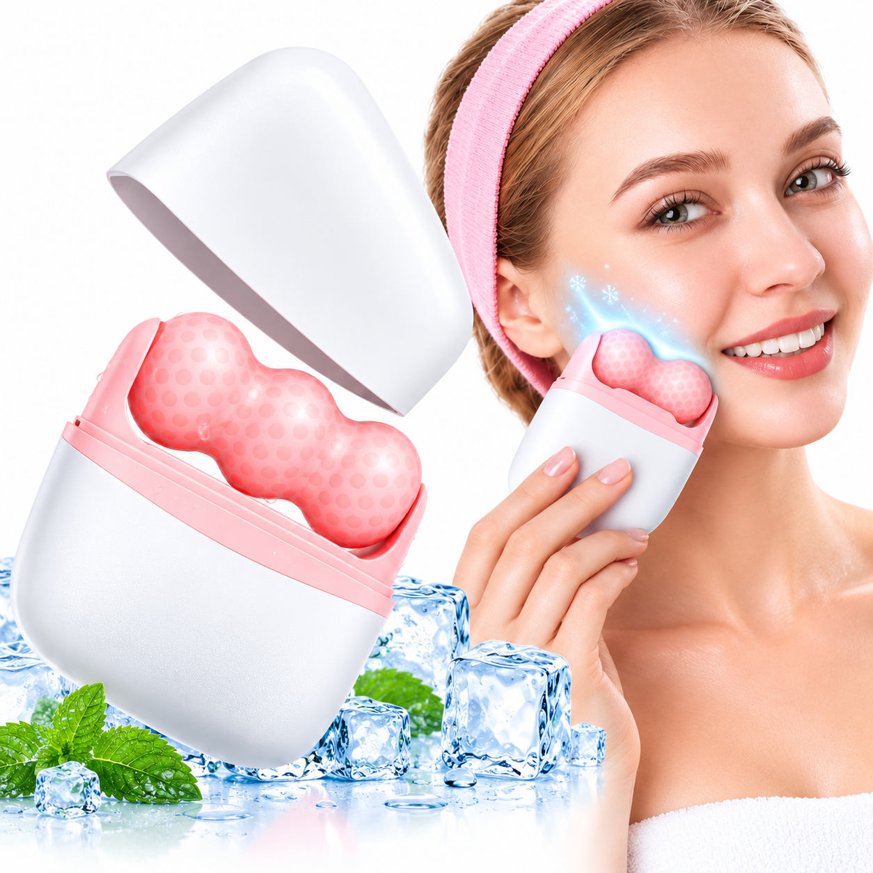 Rouleau de glace pour Massage du visage et des yeux , corps, mésothérapie , refroidissement, soulagement de la douleur 2