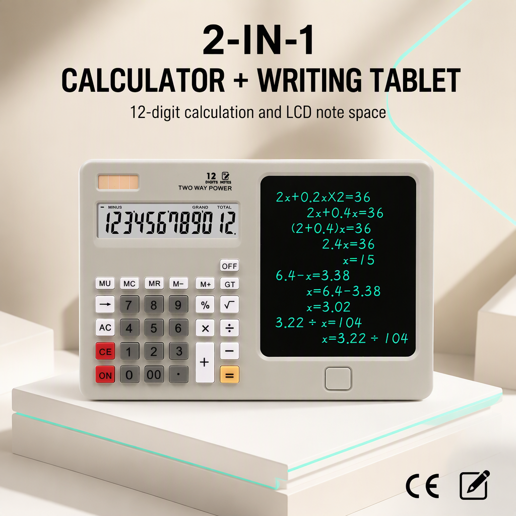 Calculatrice avec Tablette d'Écriture LCD 12 Chiffres - حاسبة رقمية مع لوحة كتابة - 1