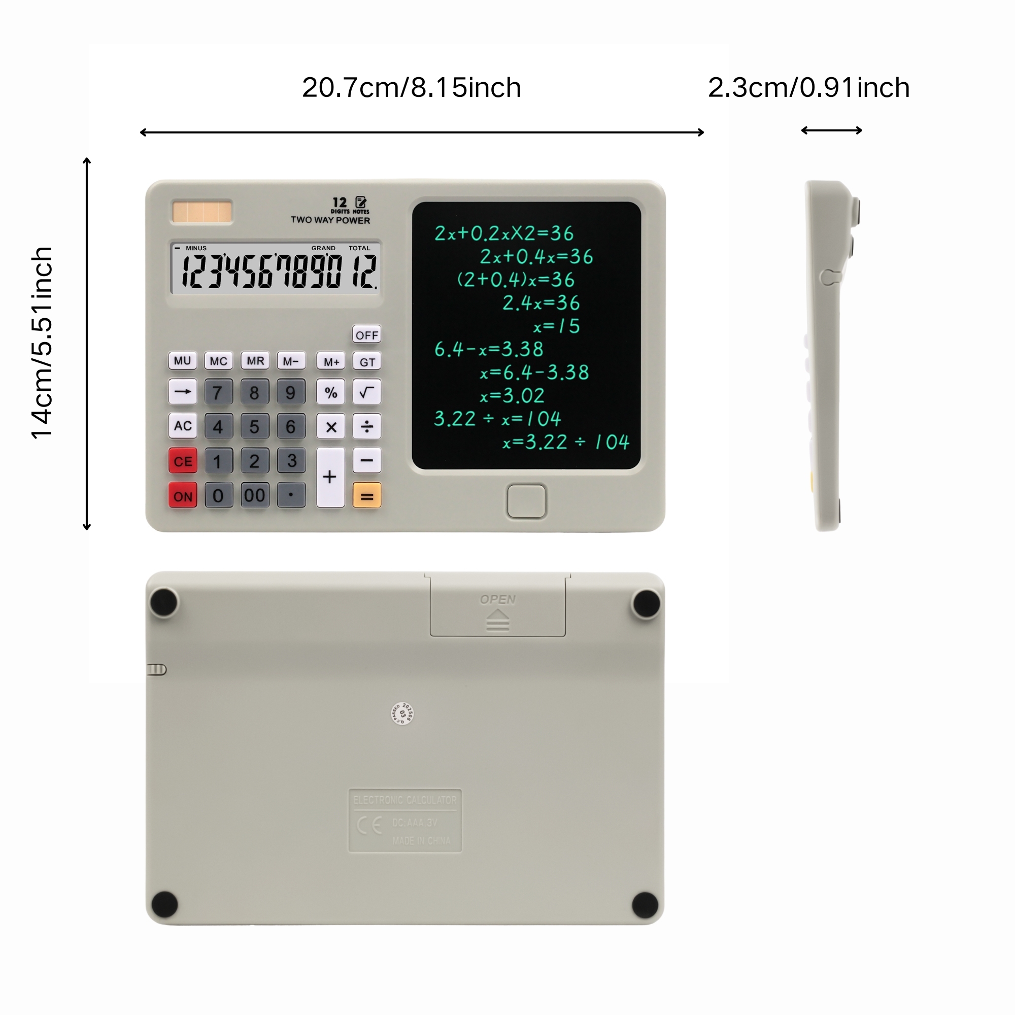Calculatrice avec Tablette d'Écriture LCD 12 Chiffres - حاسبة رقمية مع لوحة كتابة - 7