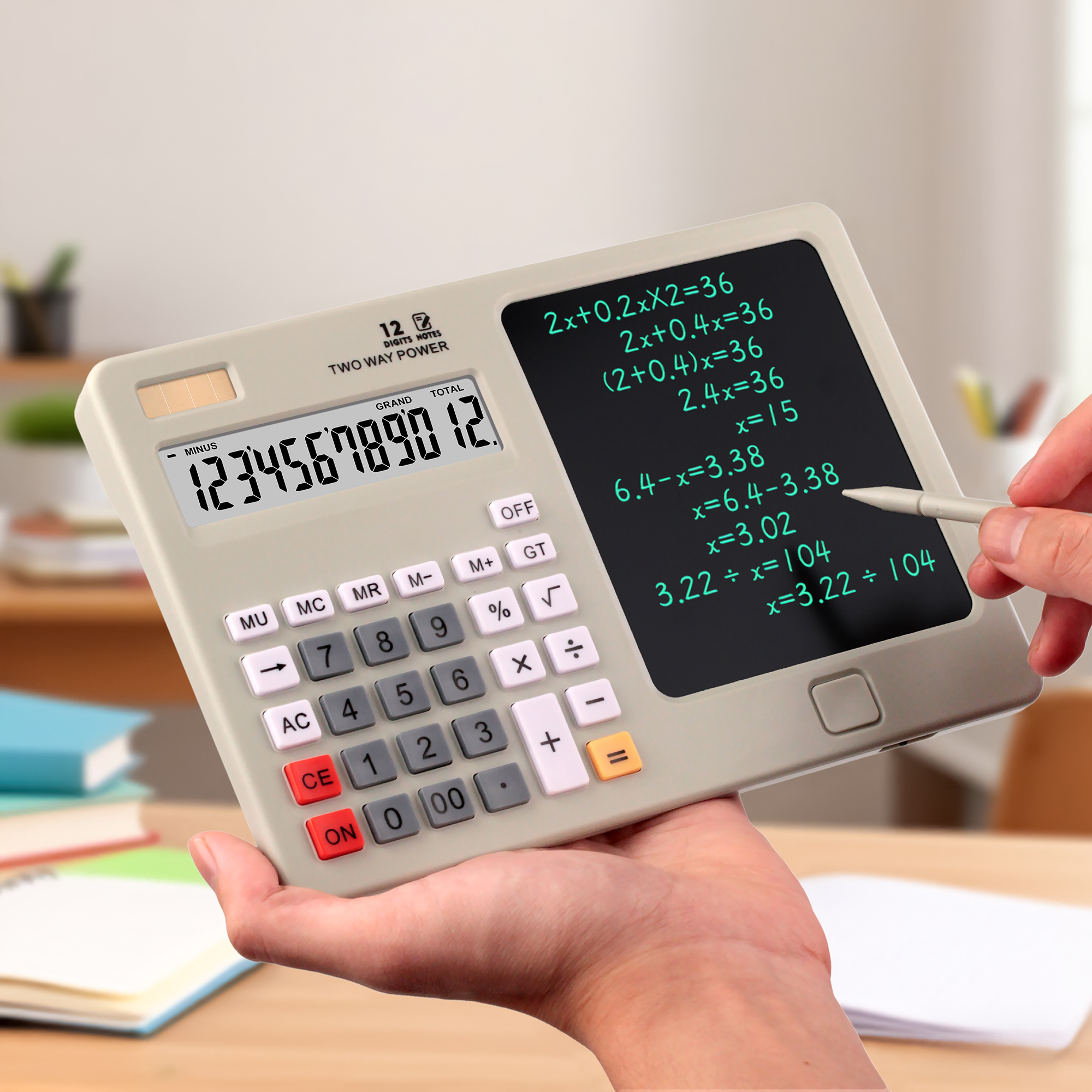Calculatrice avec Tablette d'Écriture LCD 12 Chiffres - حاسبة رقمية مع لوحة كتابة 2