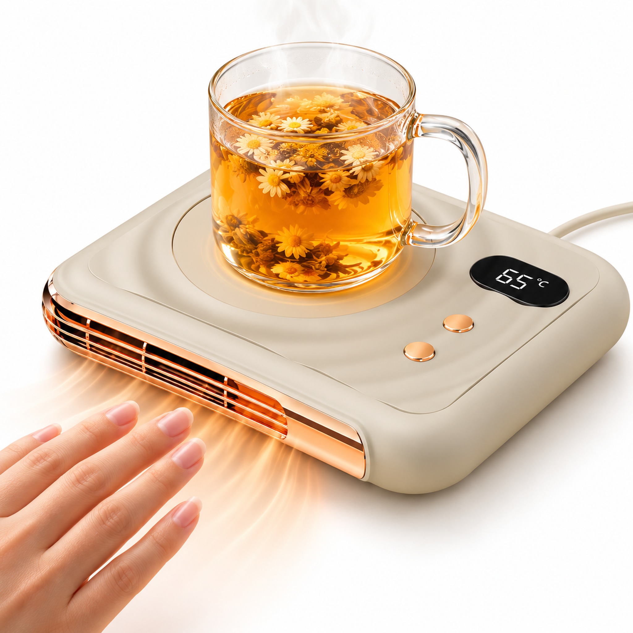 Chauffe-Tasse Électrique et Chauffe-Mains 2 en 1 à 3 Températures - مسخّن أكواب ومدفأة يدين مكتبية بثلاث درجات حرارة