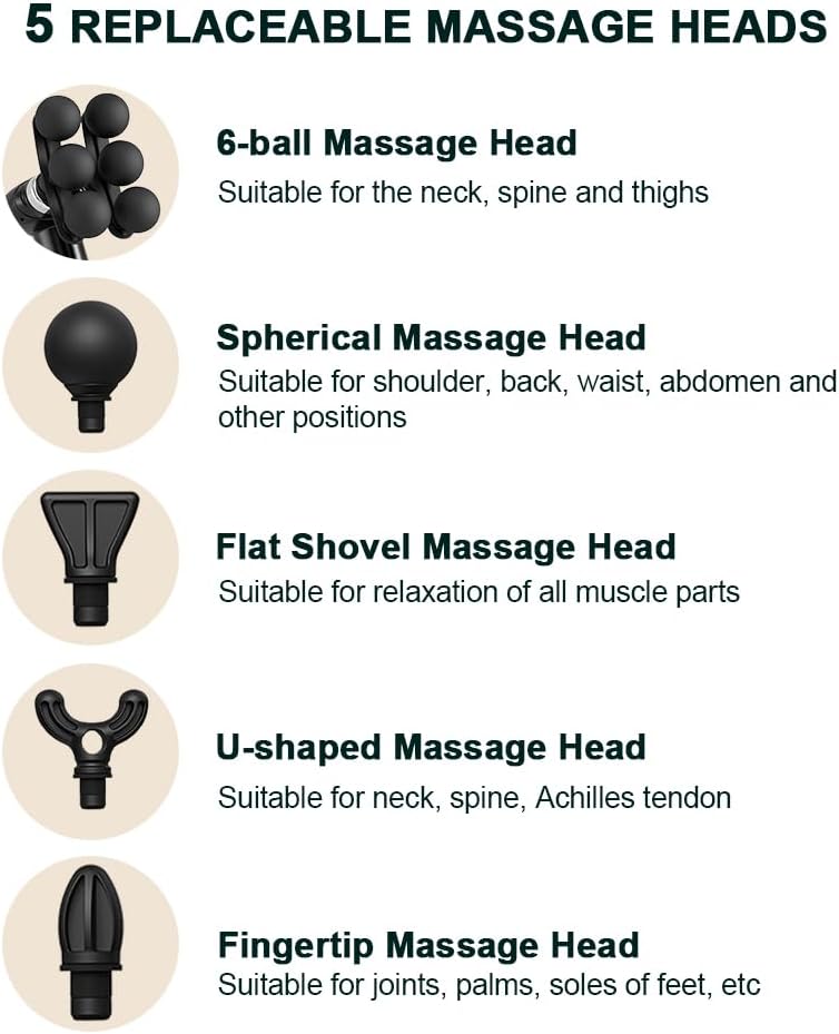 Pistolet de Massage Musculaire Électrique à 6 Têtes - جهاز مساج تدليك العضلات بـ 6 رؤوس 5