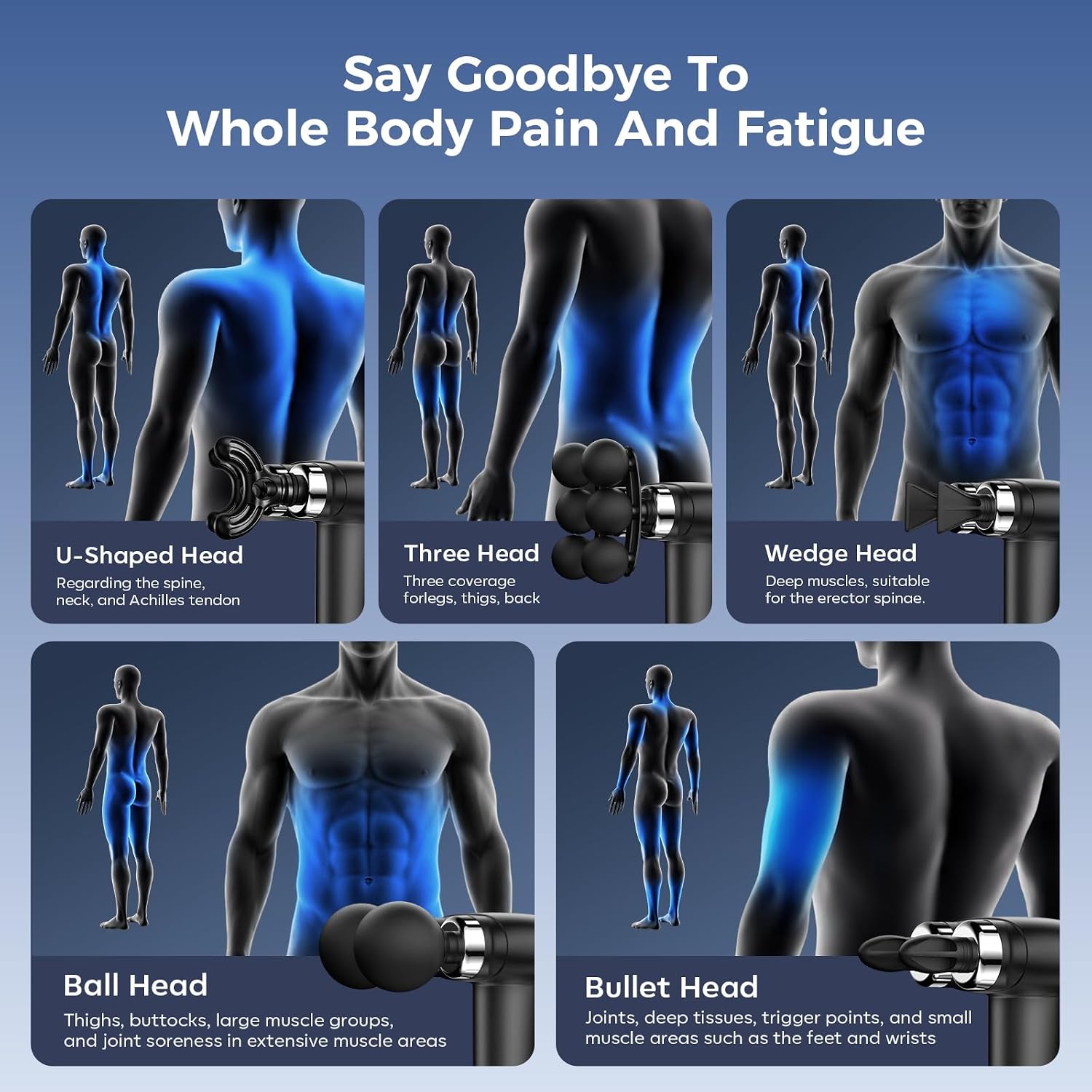 Pistolet de Massage Musculaire Électrique à 6 Têtes - جهاز مساج تدليك العضلات بـ 6 رؤوس - 7