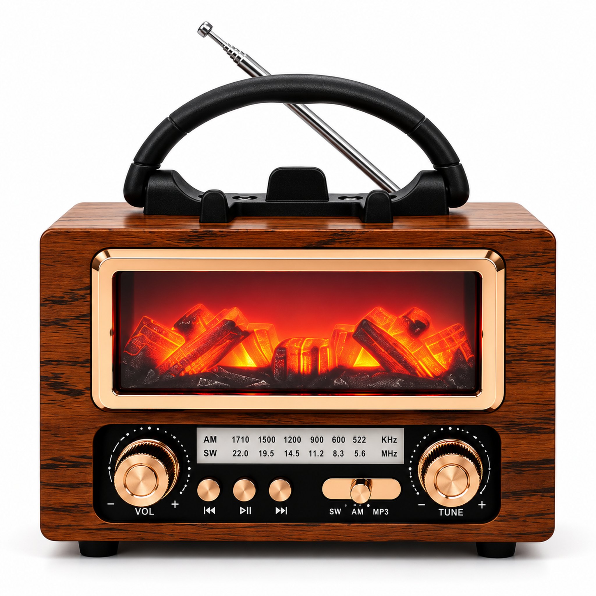 Radio Rétro Bluetooth NS-901BT avec Effet Braises Lumineuses - راديو كلاسيكي بلوتوث بإضاءة الجمر الزخرفية 3