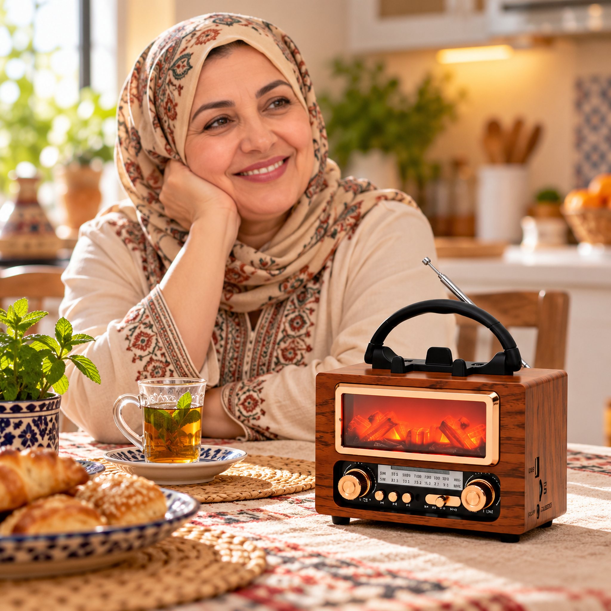 Radio Rétro Bluetooth NS-901BT avec Effet Braises Lumineuses - راديو كلاسيكي بلوتوث بإضاءة الجمر الزخرفية 8