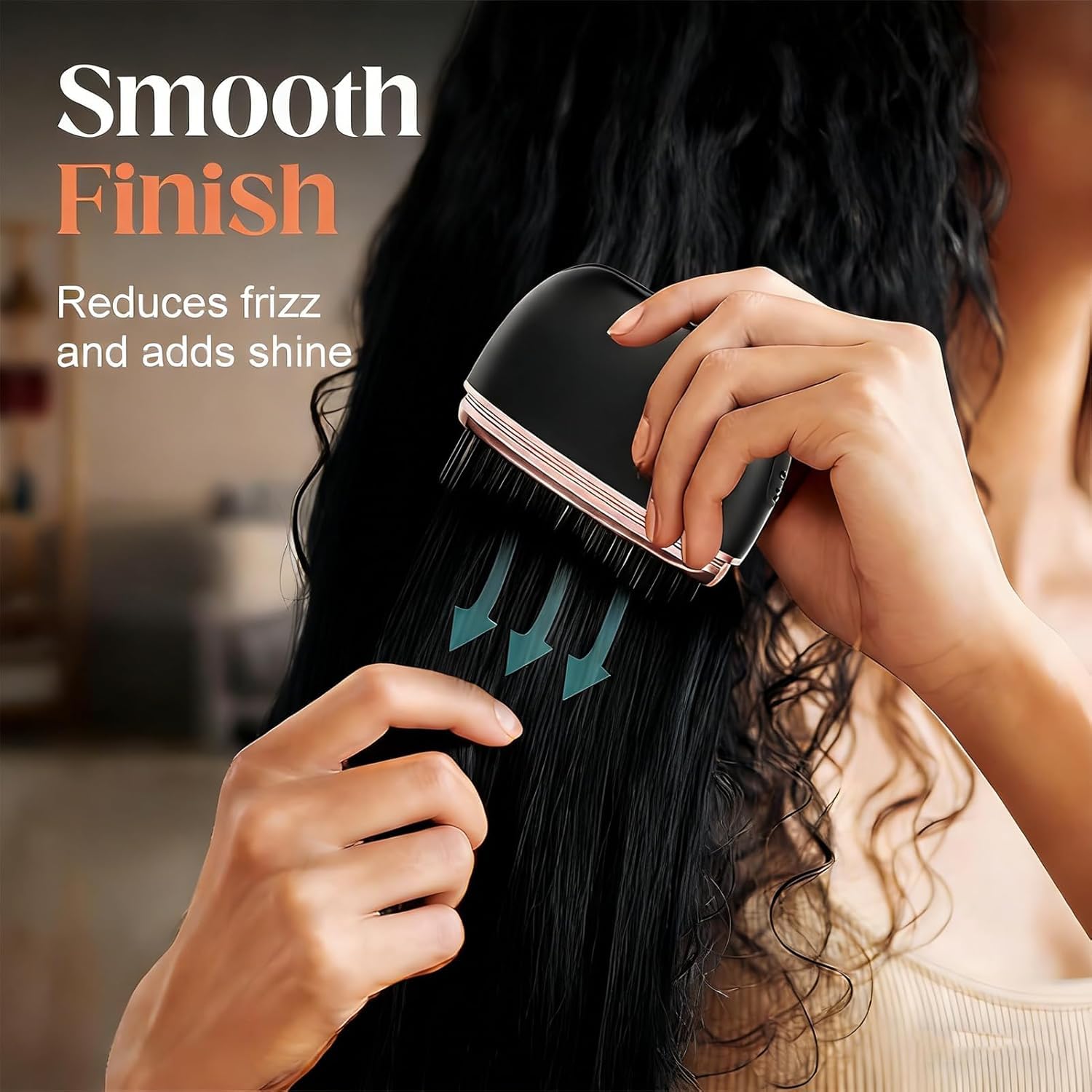 Brosse Lissante Chauffante Sans Fil HB-208 - مشطة شعر حرارية لاسلكية محمولة للتمليس السريع 11