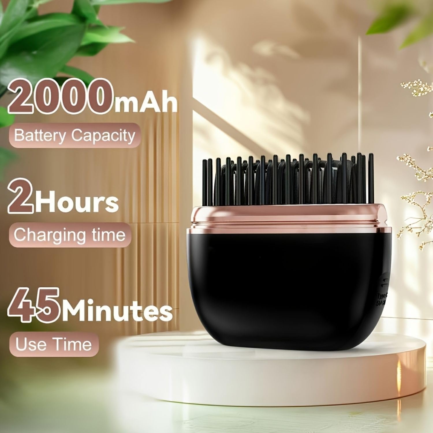 Brosse Lissante Chauffante Sans Fil HB-208 - مشطة شعر حرارية لاسلكية محمولة للتمليس السريع - 4