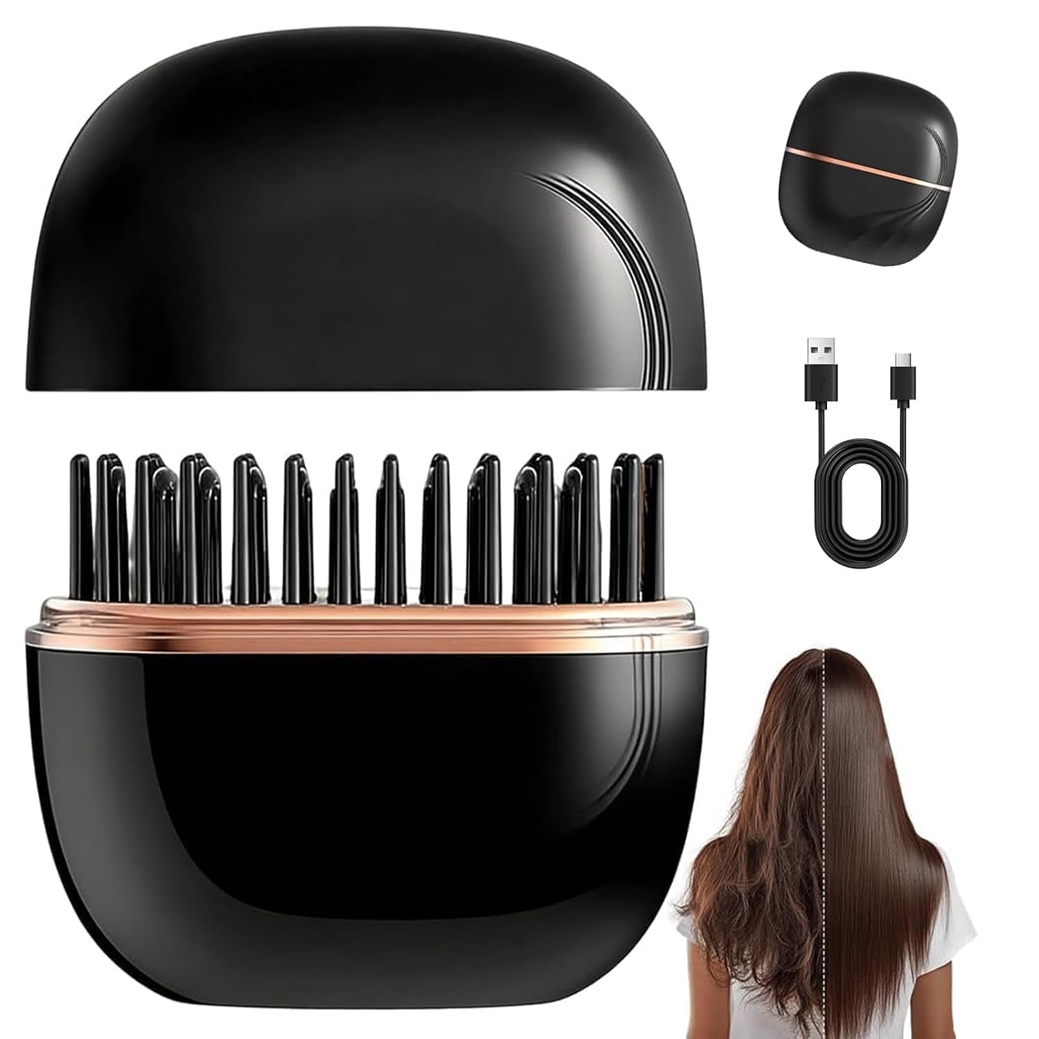 Brosse Lissante Chauffante Sans Fil HB-208 - مشطة شعر حرارية لاسلكية محمولة للتمليس السريع 3