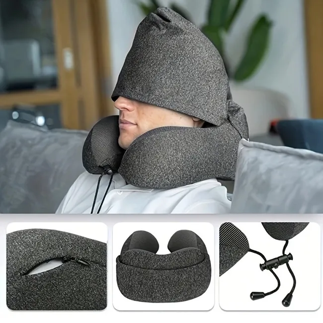 Coussin de Voyage en Mousse à Mémoire de Forme avec Capuche - وسادة سفر طبية بميموري فوم وغطاء رأس - 10
