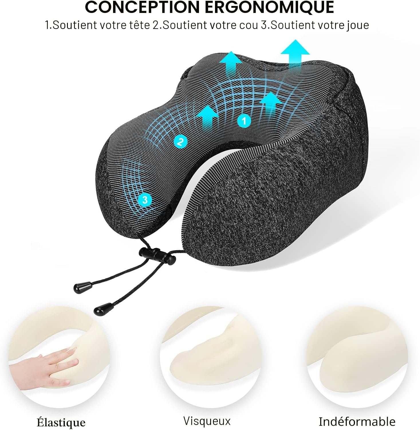 Coussin de Voyage en Mousse à Mémoire de Forme avec Capuche - وسادة سفر طبية بميموري فوم وغطاء رأس 6